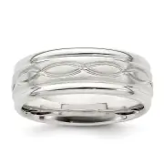 Silver 7mm Brushed Flat Intertwined Design Beveled Edge Fancy Band Size 7 QWB132