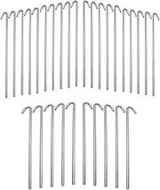 IIT 71021 30-Piece Galvanized Steel Tent Pegs-Garden Stakes, 9 Inch, Silver