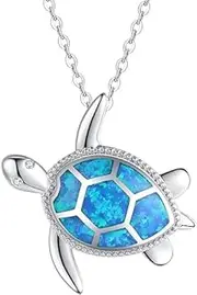 [Generic] Sea Turtle Necklace for Women 925 Sterling Silver Abalone Shell Turtle Jewelry Birthday Stocking Stuffers for Her