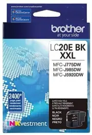 2 Pack Lc20ebk Super High Yield Black Ink Cartridge For Inkjet Printers