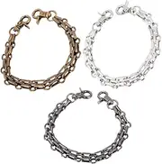 EPIGEIST 3 Pcs DIY Bag Straps with Dual End Alloy Buckles Shiny Replacement Chain for Handbags Lightweight and Resistant Coin Purse Frame Accessories Silver Bronze Black