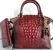 Brahmin Duxbury Satchel Infrared Leather Crossbody Bag+Wallet+Tassel NWT**HTF
