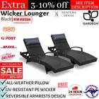 2x Outdoor Sun Lounge Bed Garden Furniture Adjustable Lounger Wicker Chair Black
