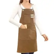 Cotton Canvas Cross Back Apron for Art Painting Garden Chef Bartender Brown