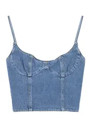 Magda Butrym Cropped Denim Corset top - 38 (UK10 / S) 38 (UK10 / S)