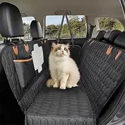 6-in-1 Dog Car Seat Cover for Back Seat, Waterproof Dog Car Hammock, Split Dog Seat Cover with Mesh Window and Side Flap, Pets Car Seat Protector Dog Backseat Cover for Cars, Trucks and SUV