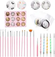 Nail Dotting Pen Rhinestones Decoration Nail Art Brush Tin Foil Paper Manicure Tool Set for Household and Nail Salon