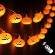 Halloween Decorations Pumpkin String Lights, 30 LED 16.4 FT 8 Modes Timer 3D Wat