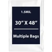 1.5Mil 30" X 48" | LDPE Clear Flat Poly Bags, Flexible & Durable | Multiple Bags