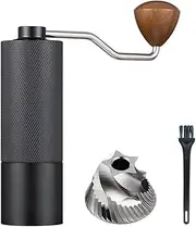 idealcasa Manual Coffee Grinder, Stainless Steel Conical Burr Grinder, Internal Adjustable Setting with Extended Hand Crank, Double Bearing, Portable for Espresso, Travel and Camping, Black