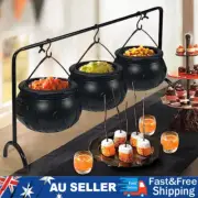 Halloween Party Decorations 3Pcs Witches Cauldron Serving Bowls with Iron Rack