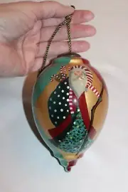 NEW! NE QWA ART Susan Zulauf SANTA Glass Hand Painted Ornament Boxed w/COA