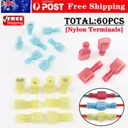 60PCS Nylon Quick Disconnect Insulated Spade Crimp Terminals Wire Connectors M/F