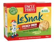 2 x Uncle Tobys Le Snak French Onion Cheese Dip & Crackers 6 Pack 132g