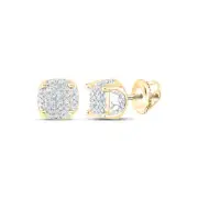10K Yellow Gold Mens Diamond Cluster Stud Earrings 1/5 Ctw