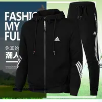 在飛比找Yahoo!奇摩拍賣優惠-Adidas 阿迪達斯 愛迪達連帽開衫套裝 開衫衛衣  休閒