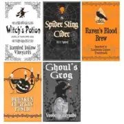 Witches Potion Spider Sting Haunted Halloween Cocktail Party Bottle Labels