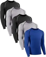 [Celfaeree] Boys Compression Shirts Youth Compression Shirt Long Sleeve Boys Athletic Baselayer 4,5 Pack