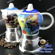 Vintage Ceramic Aluminum Italian Stove Top Espresso coffee Maker 3-4cups 200ml