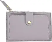[uxcell] Small Credit Card Holder Slim PU Leather Wallet Minimalist Card Case Holder Coin Purse Change Purse with Cotton and Zipper for Men Women (Purple)