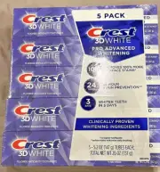 Crest 3D White Advanced Teeth Whitening Toothpaste, 5.2 oz, 5-count