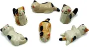 Porcelain Knife Rests Chopstick Rest set, Cat Chopsticks Rest Dinner Spoon Stand Knife Fork Holder (Set of 6)