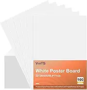 VinTS 22x28 White Poster Board, 100PCS Poster Paper,2 Side Glossy & Matte Thickness Poster Board Bulk for School Arts,Vision, Science Fair(Pack of 100)