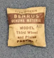 NOS NEW Genuine Benrus Watch Cal. AB Third Wheel & Pinion Part# 7 / 210