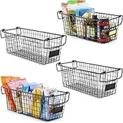 Wuciray Storage Basket & Bins, Kitchen Storage & Organisation, Pantry Storage Large Stackable Wire Basket Fruit Basket 4 Packs, Home Storage & Organisation