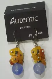 NEW Lithuanian Baltic Clustered AGATE Dangle Earrings and Sterling Silver