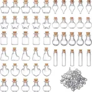 50 Pieces Small Mini Glass Jars Bottles with Cork Stopper 10 transparent