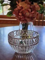 Tiffany & Co Polished Cut Crystal Bowl "Atlas" Roman Numeral Vintage C.1980's