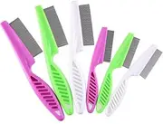 6 Pcs Flea Comb For Cats,Stainless Steel Dog Cat Grooming Combs with Rounded Teeth,Multifunctional Pet Lice Comb Tear Stain Removal,Pet Comb for Detangling and Dematting Face & Paws