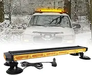 I LITTON 26 Inch Amber LED Beacon Strobe Light Bar, 12/24V 120-LED 26 Flash Modes Car Roof Amber Flashing Beacon Emergency Warning Safety Strobe Light for Pickup, Trucks, Construction Vehicles