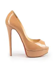 Nude Patent Platform Peep Heels