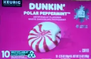 Limit 10ct Kcup Dunkin Donut Polar Peppermint White Chocolate Mother's Gift Brew