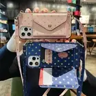 For iPhone Samsung Crossbody Stars Card Bag Wallet Case Phone Cover +Strap Girls