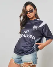 [Nena & Pasadena] Nena & Pasadena Women's Major Football Jersey in Jet Black Size Small S Jet Black