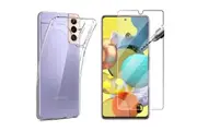 Samsung Galaxy S21 Clear Back Case Cover and Tempered Glass Screen Protector