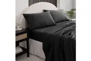 Royal Comfort Cotton Single Bed Sheet Set/Pillowcase Vintage Washed Charcoal