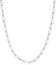 [Philip Jones] Silver Plated Paperclip Necklace for Women, Silver Plated