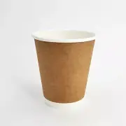 Bulk Brown Paper Double Wall Cups Takeaway Disposable Coffee Cups 12oz With Lids