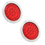 2x Round LED Tail Light Trailer Truck Camper UTE Caravan rear 10-30V stop Chrome