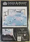 Logan & Mason Fleur Mint Quilt Cover Set - KING BED