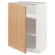 METOD base cabinet with shelves, white/Vedhamn oak, 60x37x80 cm