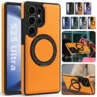 For Samsung S25 S24 S23 S22 Ultra Plus Leather Magnetic Case Rotated Stand Cover