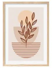 [Profile Australia] Australian Made Boho Plant Lines 2 Art Print A1 Frame in Natural Oak