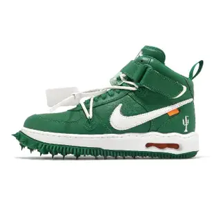 【NIKE 耐吉】x Off-White 休閒鞋 Air Force 1 Mid SP LTHR 男鞋 綠 聯名款(DR0500-300)