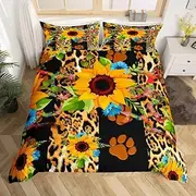 BJCJGGL Super King Quilt Cover Yellow Sunflower Bedding for Kids Aldult Duvet Cover with Zipper Closure + 2 Pillowcases 50x75 cm - Breathable Hypoallergenic Microfiber Quilt Cover - 275x240 cm