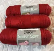 3 New Skeins Simply Soft Yarn * Autumn Red * Acrylic * 7oz * 366 Yards Each